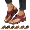thumbnail image 2 of Ketyyh-chn99 Womens Sandals Womens Walking Shoes Womens Sandal Slides Toe Post Sandals Mitigate Foot Fatigue Comfortable And Functional Shoes (Red, 8), 2 of 5