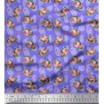 thumbnail image 1 of Soimoi Purple Poly Georgette Fabric Leaves & Grandiflora Roses Floral Print Fabric by the Yard 52 Inch Wide, 1 of 5