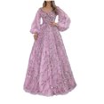 thumbnail image 2 of EGNMCR Robes à Paillettes pour Femmes Automne Hiver Col en V Manches Longues Robe de Cocktail Formelle Corset Moulante Tendance Bal Fête Décontractée Robes Maxi, 2 of 6