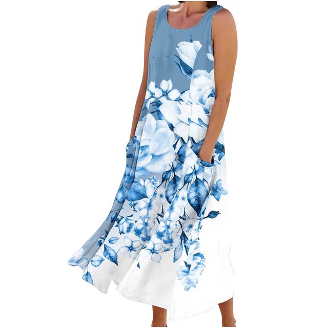 DPTALR Robes Longues Sans Manches pour Femmes, Décontractées, Confortables, Mignonnes, pour Filles