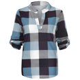 thumbnail image 1 of Hauts à Manches Longues pour Femmes, Chemise en Coton Décontractée à Carreaux, Veste Slim, Blouse Décontractée, 1 of 5