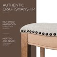 thumbnail image 4 of Maven Lane Adrien Saddle Bar Stool Oak Finish Sand Color Fabric Upholstery, 4 of 6