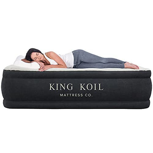 King Koil Luxury Air Mattress Queen with Built-in Pump for Home, Camping & Guests - 20†Queen Size Inflatable Airbed Luxury Double High Adjustable Blow Up Mattress, Durable - Portable and Waterproof