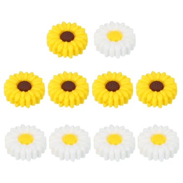 Unique Bargains Perles en Silicone de 20 mm en Forme de Fleur, 10 Pcs Mignonnes Colorées Douces Tournesol Focales Lâches Perle Spatiale, 2 Couleurs