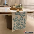 thumbnail image 3 of Le chemin de table en soie décoratif HomeCentric 14 x 60 pouces, broderie perlée, chemin de table fait à la main - Beach Coral, 3 of 10