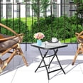 thumbnail image 4 of Gymax Table d'Appoint de Patio Pliable 18 Pieds' Table Carrée de Café Bistro avec Dessus de Table en Verre Trempé, 4 of 10