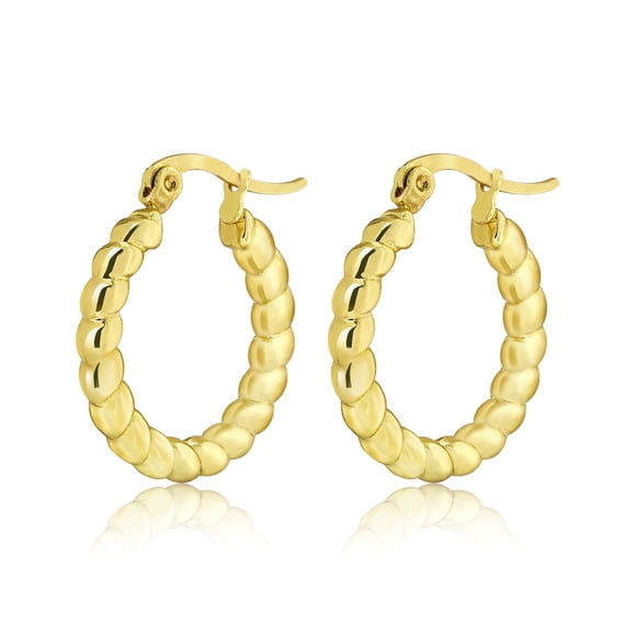 JeenMata Boucles d'Oreilles Créoles Torsadées pour Femmes - Boucles d'Oreilles Mode en Placage Or Jaune, Bijoux de Tous les Jours