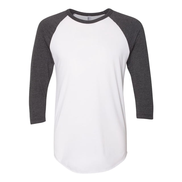 5050 Raglan Three-Quarter Sleeve Tee, XS, WhiteHeather Black