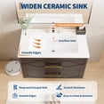 thumbnail image 3 of 24 inch Bathroom Vanity with Sink Combo, Floating Bathroom Vanity with Ceramic Basin, 2 Large Drawers with Gold Handle, Soft-Close Design, Easy Assembly, Black, 3 of 6