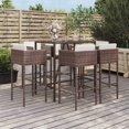 thumbnail image 1 of vidaXL Ensemble de Bar de Jardin 7 Pcs avec Coussins en Rotin Poly Brun, 1 of 4