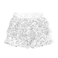 thumbnail image 4 of XUNZOO Girls Sequins Ruffle Layers Culottes Kids Shiny Hip Hop Samba Skirt with Shorts Latin Mini Silver 10, 4 of 9