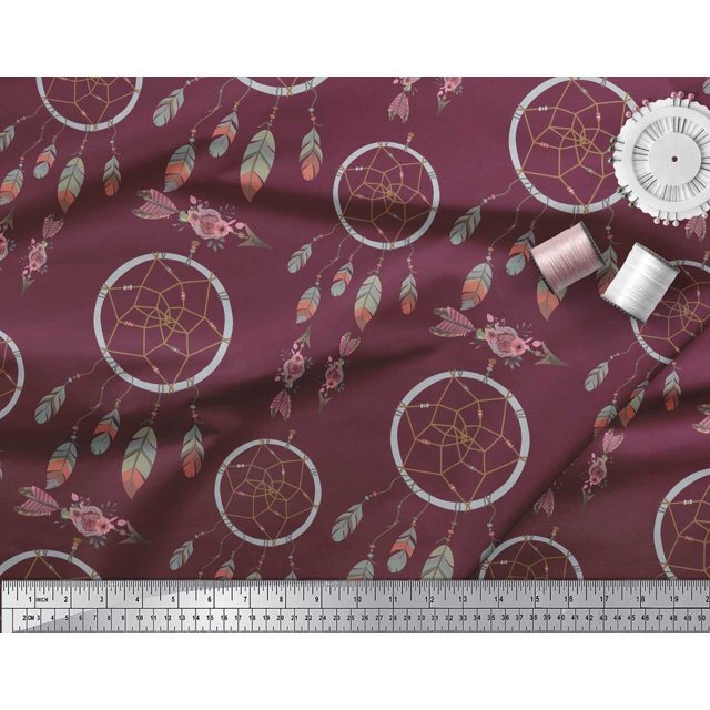 Soimoi Poly Georgette Fabric Arrow & Dream Catcher Home Decor Print Fabric by the Yard 52 Inch Wide