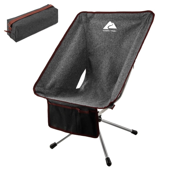 Ozark Trail Compact Packable Chair, Weight Capacity 225lbs, Sturdy Steel Frame, Vintage Polyester Fabric, Black Colour,Carry Bag Included.