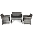 thumbnail image 2 of Costway 4PCS Patio Rattan Furniture Set Conversation Glass Table Top Sofa Cushioned, 2 of 8