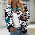thumbnail image 1 of EQWLJWE Liquidation d'Économies d'Été! Veste Bomber de Baseball Zippée à Poches Imprimées Décontractée pour Femmes, Manteau, 1 of 5