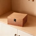 thumbnail image 4 of Material Storage Box Brown Wooden Storage Box with Flipping Cover and Latch for Home Office Organization,M(1PCS) JASKFLY, 4 of 8