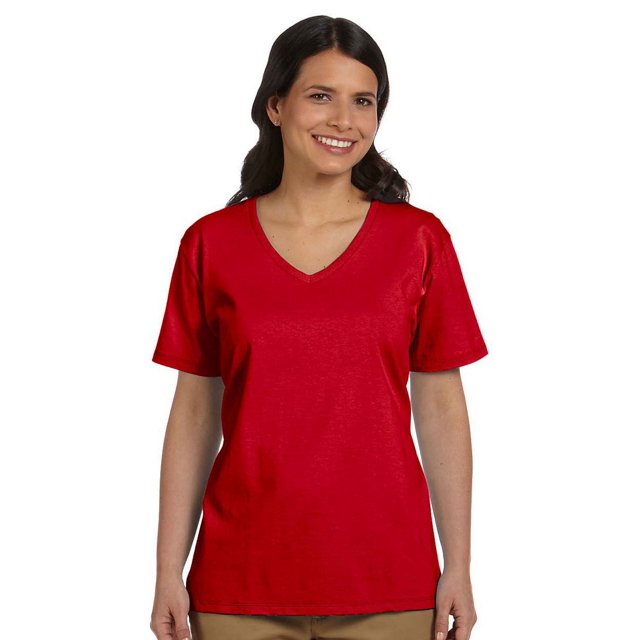 Hn Lad Comfrt T-Shirt à Col en V Doux (Rouge Foncé) (S)