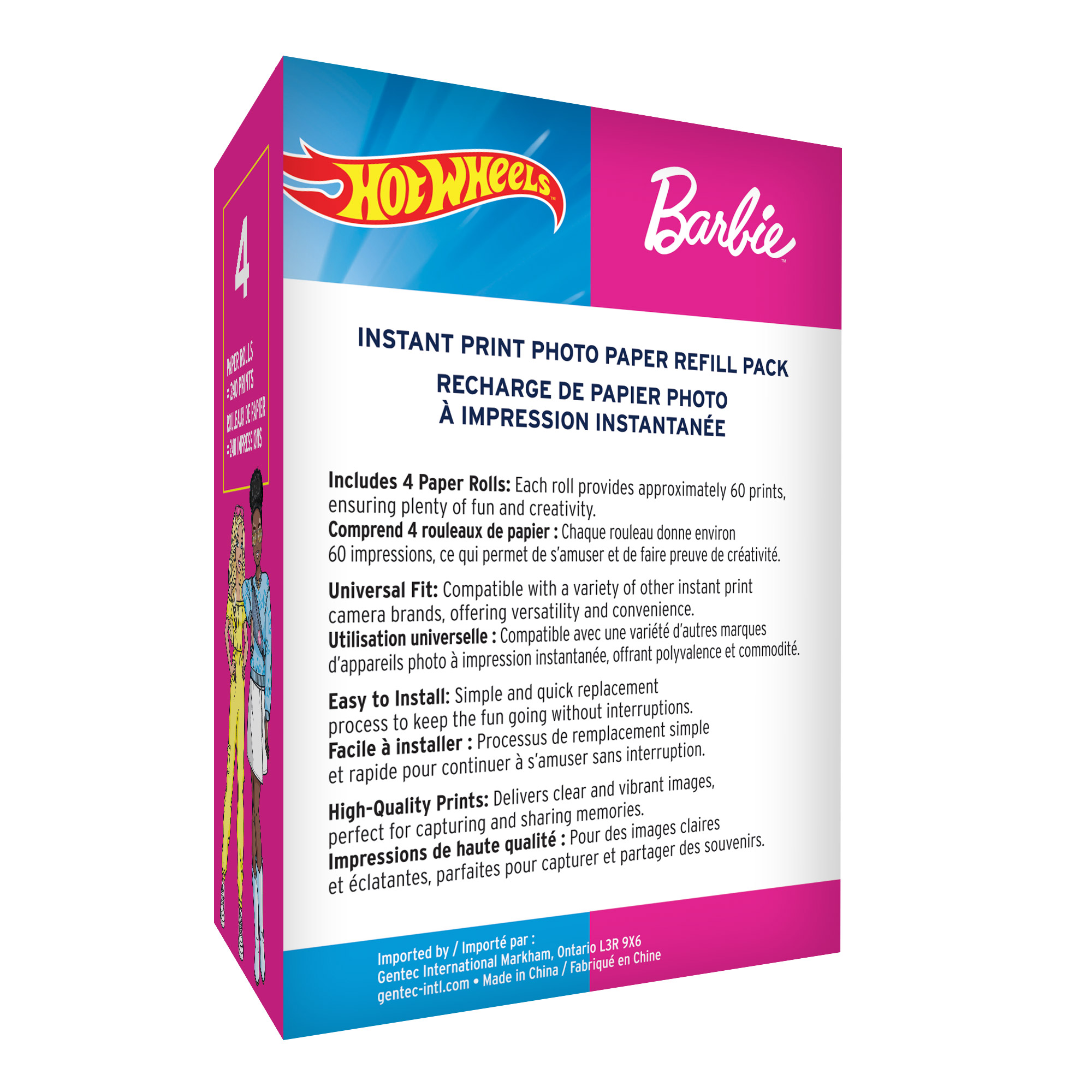Hot Wheels/Barbie Kids Printing Camera Refill Pack, Photo Paper (4/Pack)