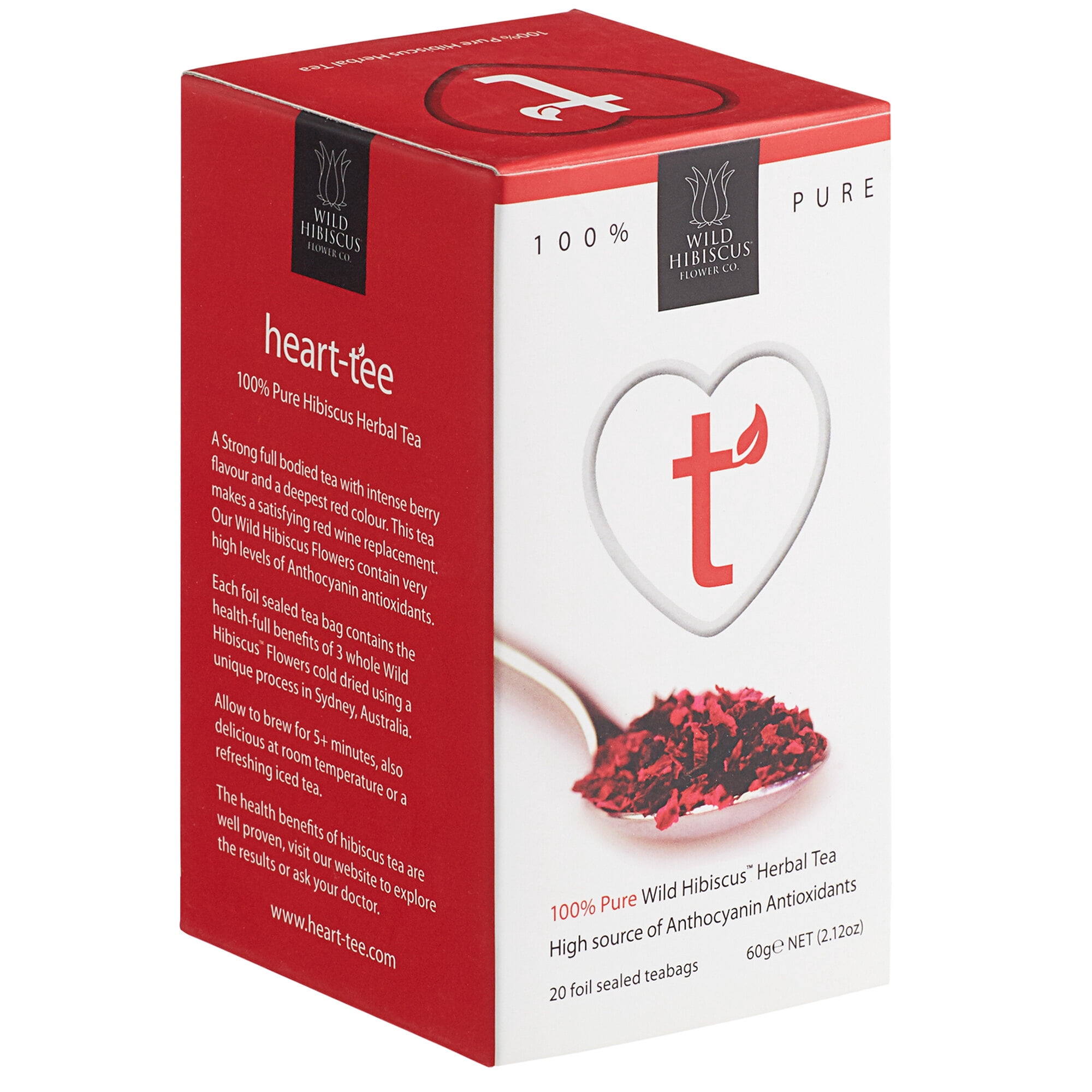 Wild Hibiscus Heart-Tee Hibiscus Herbal Tea Bag - 20/Box
