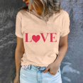 thumbnail image 5 of Meichang T-Shirts pour Femmes Hauts de la Saint-Valentin Imprimé Cœur Mignon T-Shirts Manches Courtes Col Rond Blouses de Vacances en Liquidation, 5 of 5