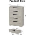 thumbnail image 2 of 5 Drawer Dresser for Bedroom, Gray Chest of Drawers with Embedded Handles, Wooden Dresser Organizer for Living Room, Nursery, Hallway and Entryway, 2 of 7