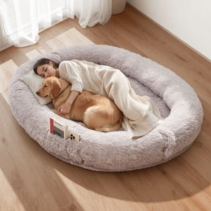 VEVOR Lit de chien humain, 69.29 x 48.03 x 9.45 inch Orthopédie Mémoire Mousse Lit de chien humain, Lits pour animaux humains avec poche latérale, poignée & Zipper, Lits pour chiens amovibles à la machine pour humains, Gris