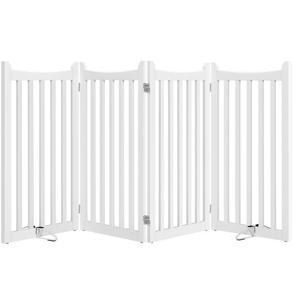 Yaheetech 36" Tall Freestanding Wooden Fence with 2 Support Feet, White
