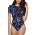 thumbnail image 1 of Cauagu T-Shirts de Quilles Multicolores pour Femmes à Col Rond, Manches Courtes, Hauts, Justaucorps, Combinaison Quotidienne - Moyen, 1 of 6