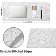 thumbnail image 2 of White Topographic Contour Gaming Mouse Pad - XL Geographic Map Lines, Minimalist Extended Large Mat, Non-Slip Rubber Base, Stitched Edge, Long Keyboard Pad for Computer, 31.5x11.8 Inch, 2 of 6