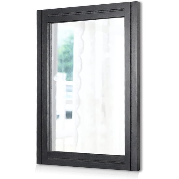 AAZZKANG Wood Framed Mirror Rectangular Mirrors for Wall Black Large 26"x18" Decorative for Bedroom Living Room Bathroom Home Entyway Hanging
