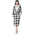 thumbnail image 1 of Sunny Forrest Metro Check Hooded Robe with Pockets - Black Checker (CA/US, Alpha, Large, X-Large, Regular, Regular, BLACKCHECKER/WHITE), 1 of 1