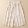 thumbnail image 2 of Diufon Elastic Ruffle Waist Shorts for Women Cotton Linen Pleated Shorts Pockets Solid Color Button Shorts, 2 of 7