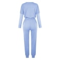 thumbnail image 4 of Mrat Women 2 Piece Outfit for Winter 2 Piece Jogging Sets Solid Polyester Long Sleeve Sweatsuits Sets Two Piece Track Suits Drawstring High Waist Pants Set Comfy Outfits N-Blue 3XL, 4 of 5