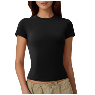 Hiiyo T-Shirt de Sport à Séchage Rapide pour Femme, Col Rond, Manches Courtes, Tailles TTG
