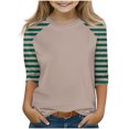 thumbnail image 1 of SERTG T-Shirt Mode Enfant Col Rond Manches 3/4 Imprimé Col Rond pour Été et Printemps 4-15 Ans (Marron4, 11 Ans), 1 of 7