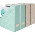 thumbnail image 1 of BLU MONACO Set of 4 Foldable Cute Magazine File Holders with Gold Label Holders \u2013 2 Pink & 2 Aqua with Fun Gold Geometric Patterns \u2013 Stylish & Durable Magazine Storage for Home & Office, 1 of 7