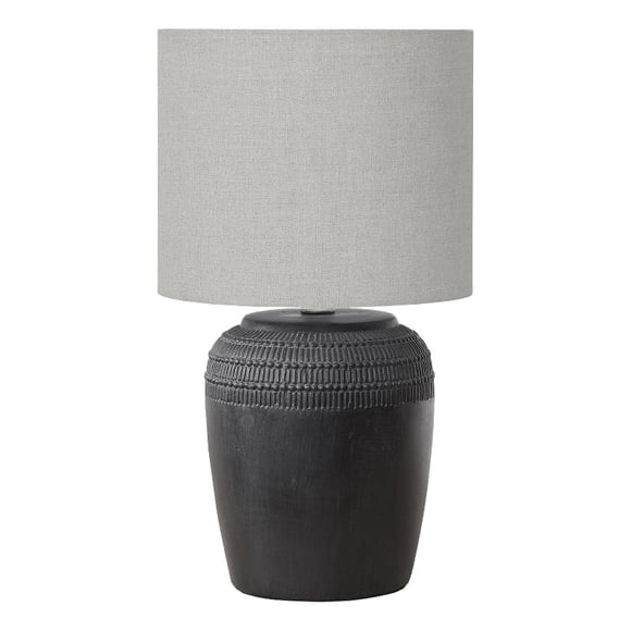 Lighting - 17"H Table Lamp - Black Ceramic - Gray Shade