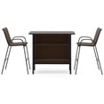 thumbnail image 1 of Gymax Set Of 3 Outdoor Bar Set Bar Height Table & Armchairs w/ Footrest 2-Tier Shelf Brown, 1 of 6