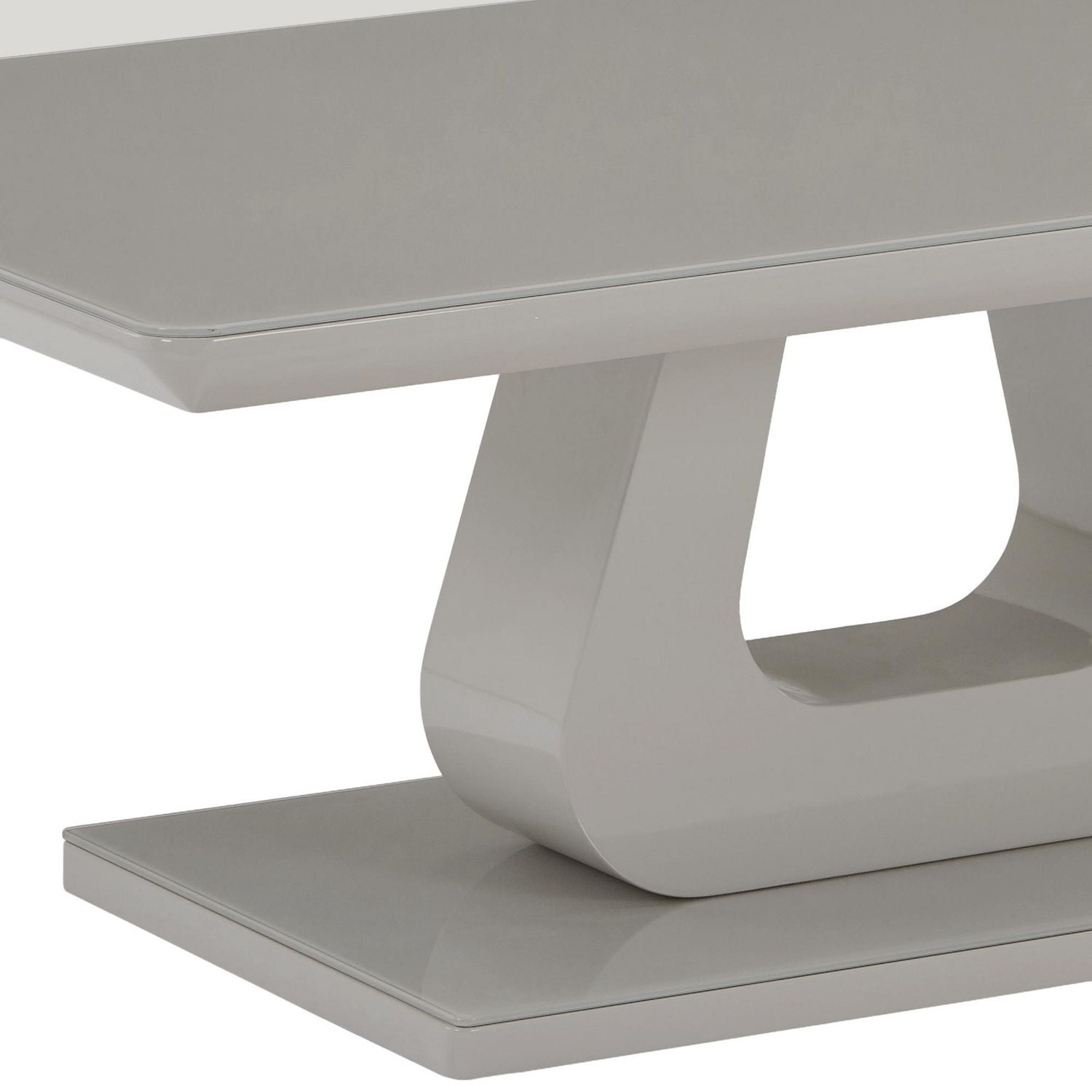Contemporaine MDF et Verre Table de Base Rectanuglaire - Gris Chaud