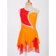 thumbnail image 3 of Jhaoyu Robe de Patinage à Glace Sans Manches pour Filles avec Strass Scintillants Robe de Danse Orange 12, 3 of 7