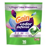 Gain Flings Laundry Detergent Pacs, Super Fresh Blast Scent, with Odour Defense, 15 Count