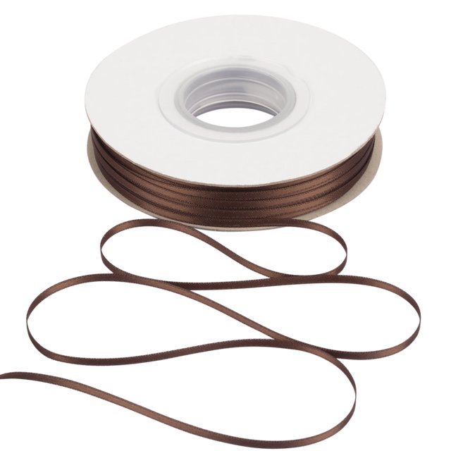 Joycrosso 1/8 Inch Brown Solid Satin Ribbon, 100 Yards Double Faced Satin for Gift Wrapping Floral Bouquets Wedding Party Decoration