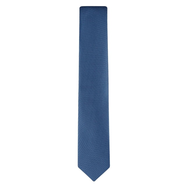 Tailored Flex by Haggar Cravate Tissée Classique Unie pour Homme en Bleu Uni avec Tissu Tissé Texturé, 3 Pouces de Large et 58 Pouces de long, Affichée à Plat sur Fond Blanc, Idéale pour les occasions Formelles et d'Affaires.
