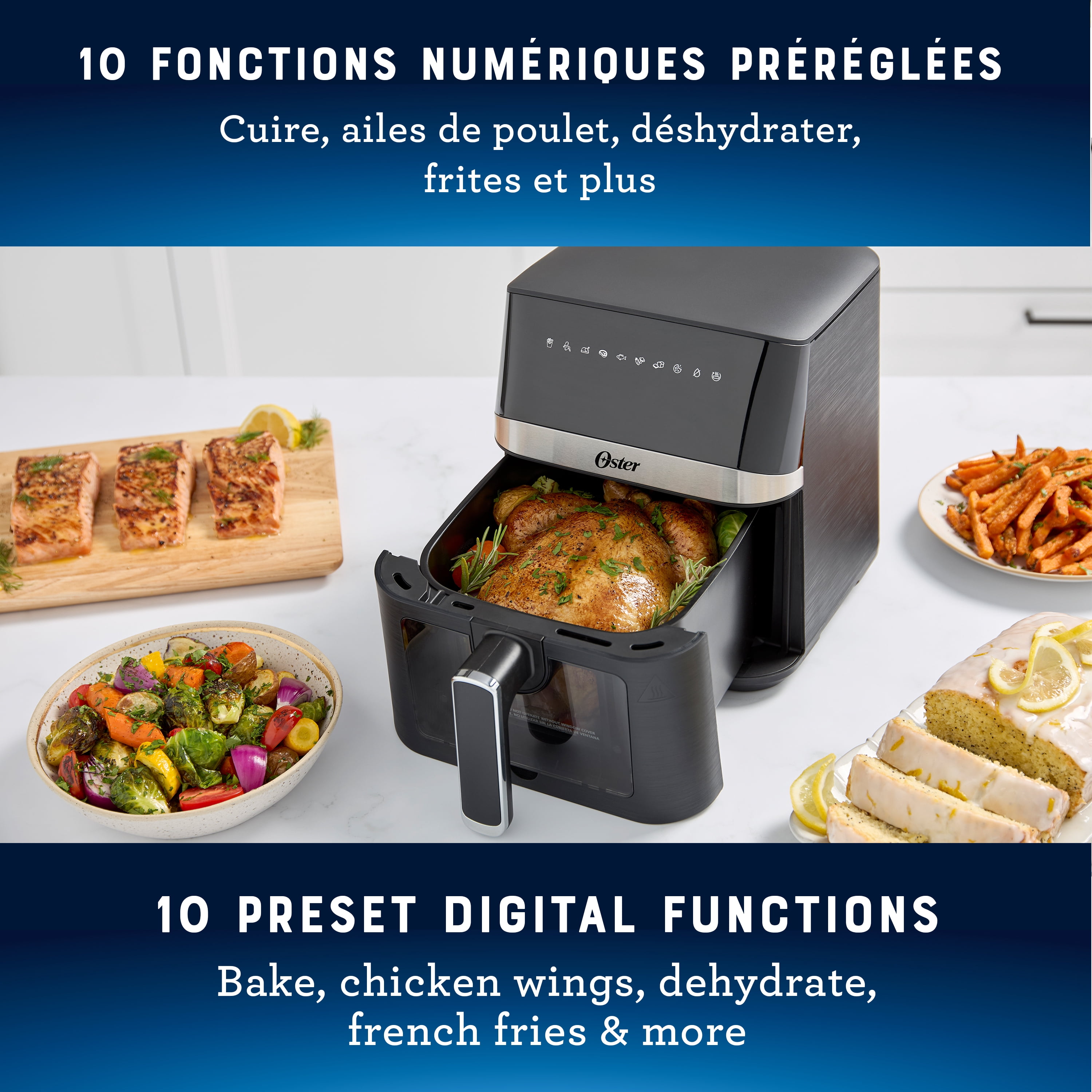 Oster Air Fryer, 4 Quart Digital Air Fryer, Medium Air Fryer with Window