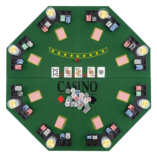Costway 48" Poker Table Top - 8 Player Foldable Texas Holdem Poker Table Topper Green