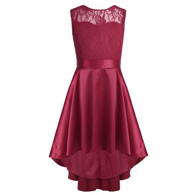 AAMILIFE Robe Princesse Sans Manches pour Filles en Dentelle Florale et Tulle pour Mariée, Mariage, Bal, Fête, Tenue de Cérémonie