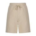 thumbnail image 4 of cllios Cotton Linen Shorts for Men Big and Tall Beach Shorts Elastic Waist Drawstring Casual Shorts Classic Solid Color Half Length Pants Summer Beach Vacation Shorts with Pockets, 4 of 6