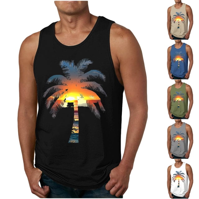 JDQJBZ Débardeurs Style Homme Couleur Unie Col Ras du Cou Sans Manches