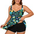 thumbnail image 1 of Riforla Swimsuits for Women Plus Size Tankini Swim Top with Supportive Underwire Adjustable Straps Print or Solid Color Swimming Suits for Women Blue2 XXL, 1 of 4
