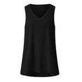 thumbnail image 3 of QUINDOS Womens Tops Ribbed Black Summer Casual Solid V-Neck Gradient Sleeveless Tops Loose Vest Blouses Womens Tank Tops, 3 of 3